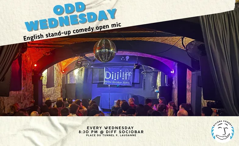 Poster: ENGLISH STAND UP COMEDY - Odd Wednesday Open Mic